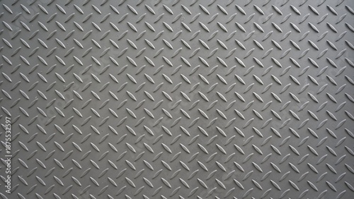 Tableau sur toile Gray metallic diamond plate texture with repetitive raised pattern