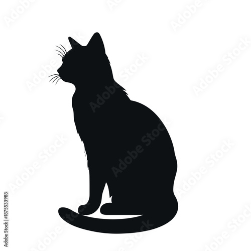 a black silhouette of a sitting cat looking to the left