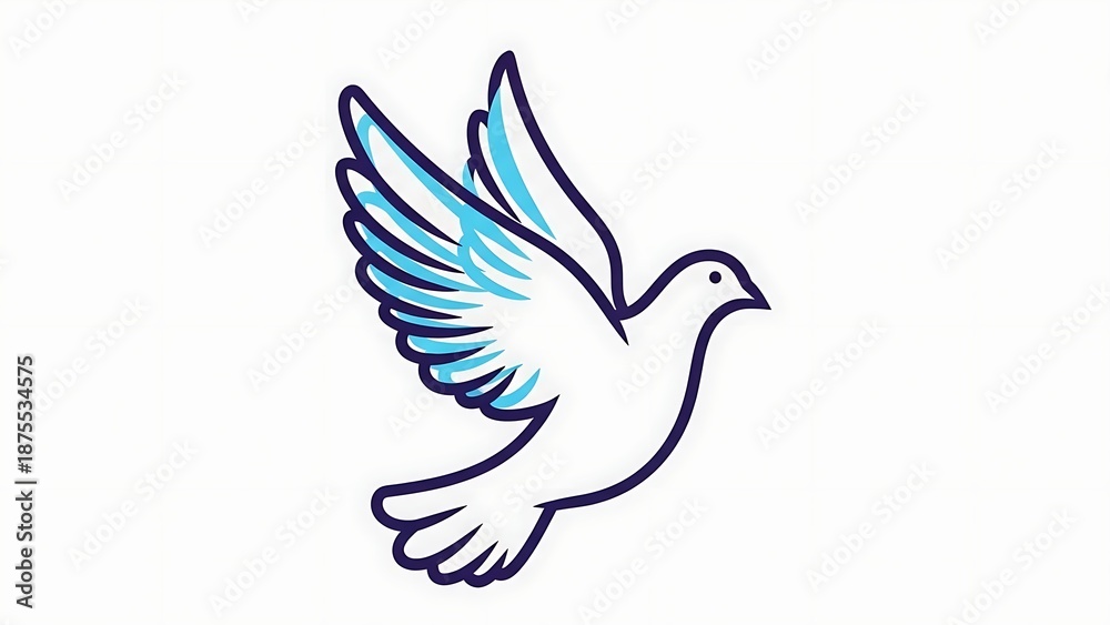 Obraz premium Vibrant dove in flight with blue wings spread wide freely