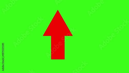 Download sign on green screen.4K video. Red arrow pointing up animation. 