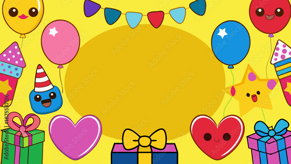 Fototapeta premium happy birthday card with balloons