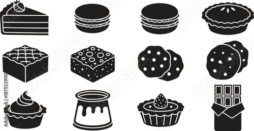 Silhouette of assorted desserts and cakes