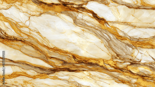 Marble texture with gold and brown veins on white background natural stone pattern
