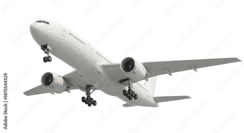 Fototapeta premium Commercial Jet Airplane Taking Off With Landing Gear Extended isolated on transparent background