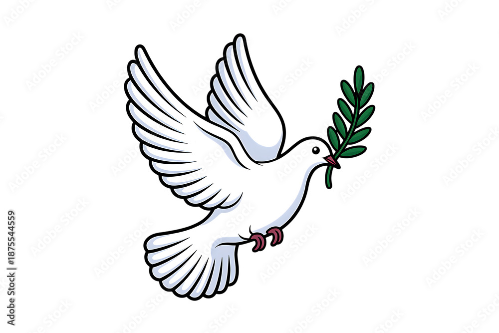 Obraz premium Dove with olive branch symbol of peace and hope