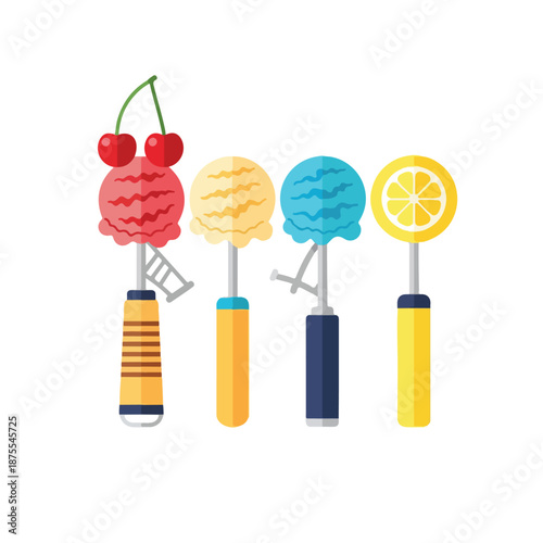 Colorful Ice Cream Scoops with Toppings.