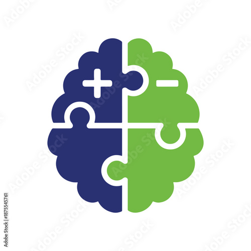 Brain puzzle pieces icon
