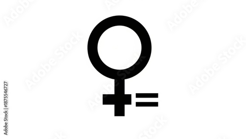 A minimalist vector graphic illustration of the female symbol with equality signs