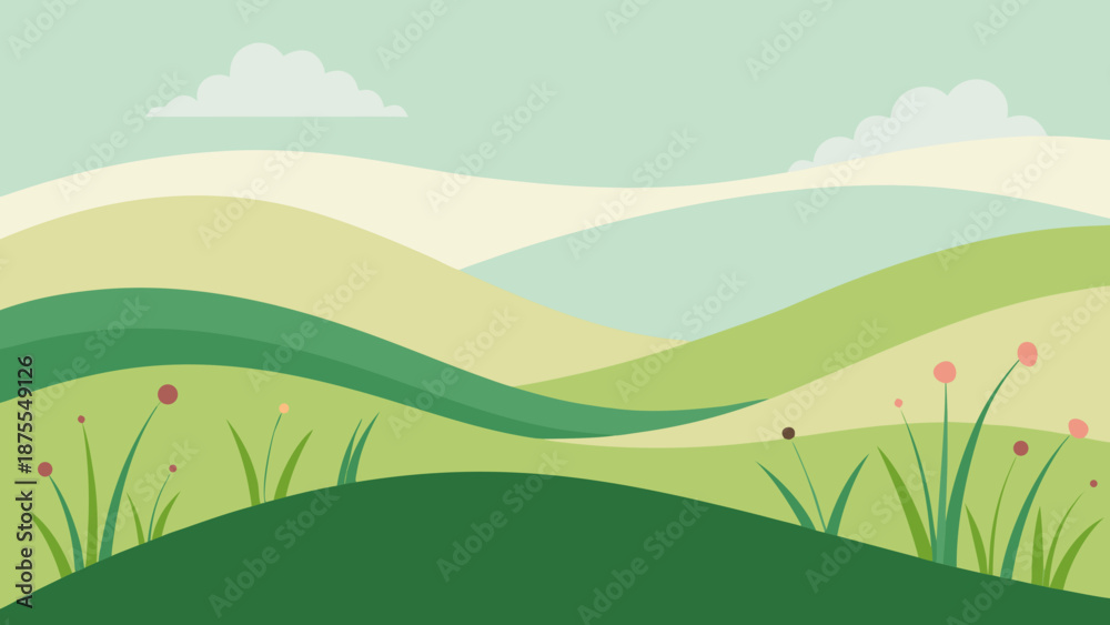 Obraz premium Spring Meadow Vector Illustration