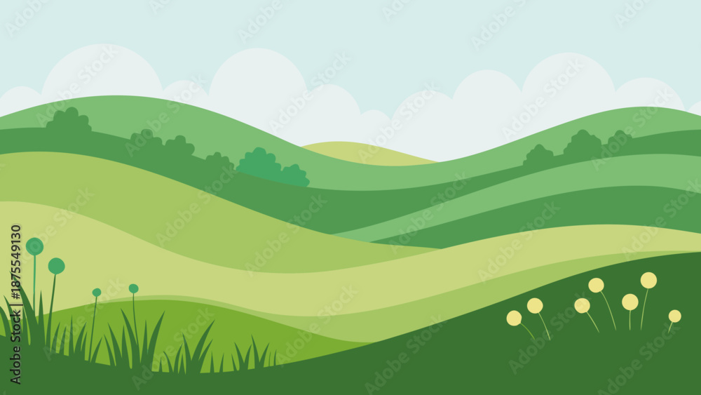 Obraz premium Spring Meadow Vector Illustration