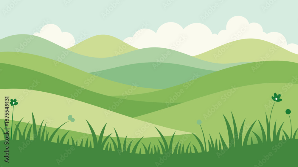 Obraz premium Spring Meadow Vector Illustration