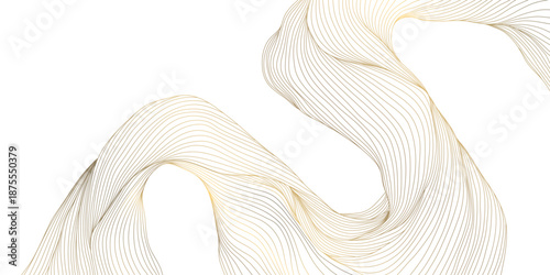 Luxury abstract wave pattern, elegant gold lines background. Modern Japanese vector design, flowing curves, cloud, water, premium wallpaper, poster