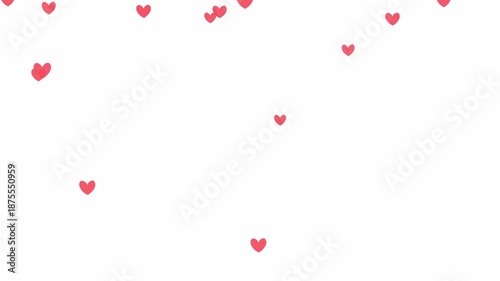 Falling red hearts animation on transparent background. Alpha Channel 4K