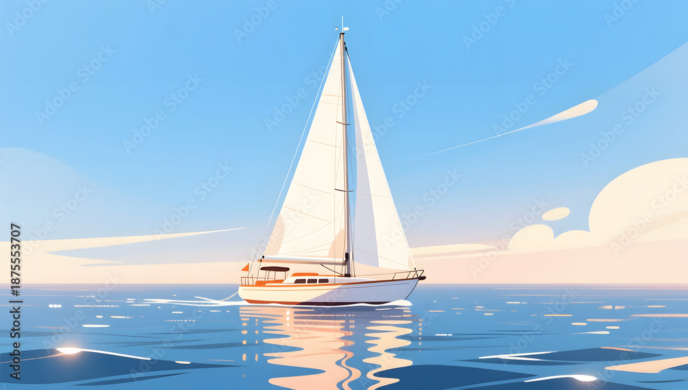 Fototapeta premium White sailing shadows on a clear sunny sea