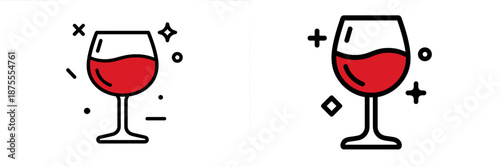 Elegant red wine glasses in a stylish vector illustration