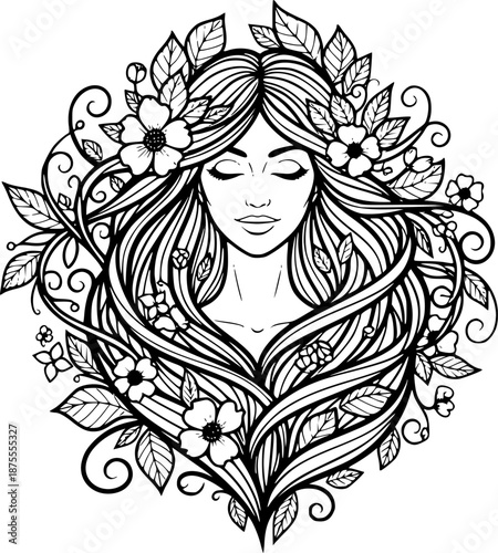 Divine Goddess Feminine Vector Illustration