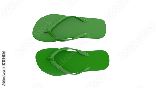 Tableau sur toile Green Flip Flops on Transparent Background