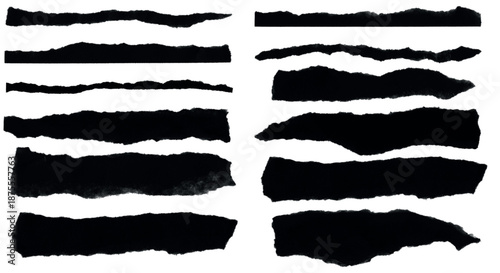 Vector collection of artistic, grungy, black, handmade paint and creative brush stroke set isolated on a white background.