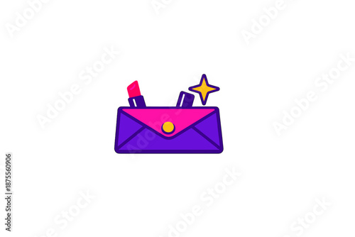 Illustration of a purse with lipstick and a star