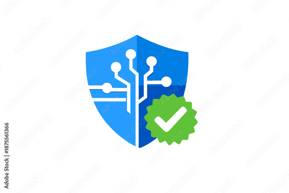 Fototapeta premium Digital security shield with a checkmark