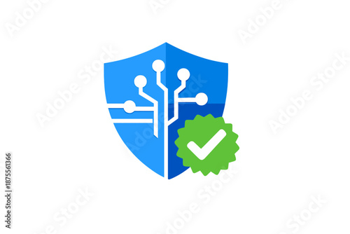 Digital security shield with a checkmark