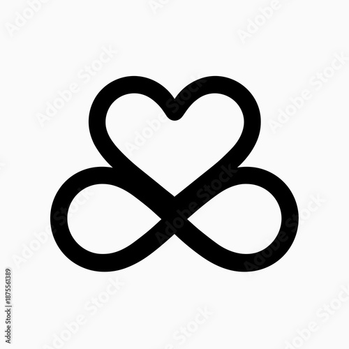 Infinity love symbol with hearts on a white background for eternal affection concept
