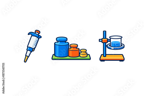 Set of scientific laboratory equipment icons