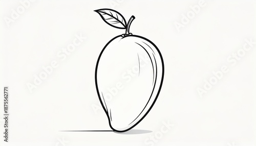Simple line drawing of a mango fruit with leaf.