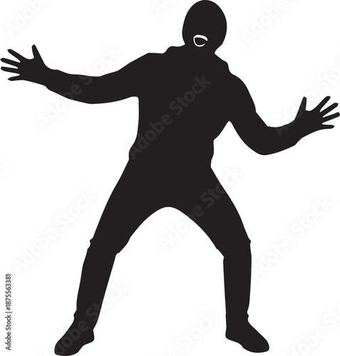 Silhouette of a burglar in a dynamic pose