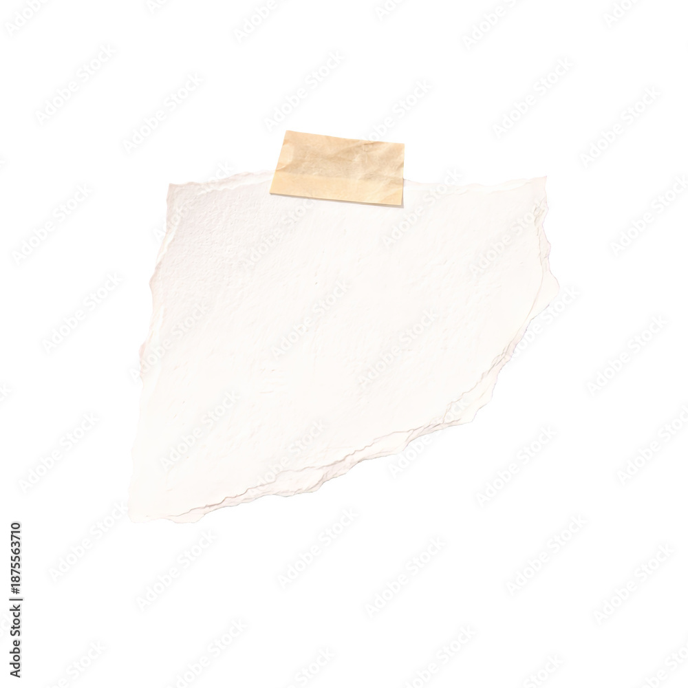 Fototapeta premium Torn white paper sheet with masking tape