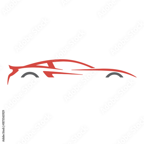 Stylized red sports car silhouette