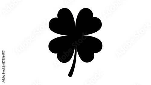 Black four leaf clover icon simple silhouette symbol for luck and good fortune isolated on white background