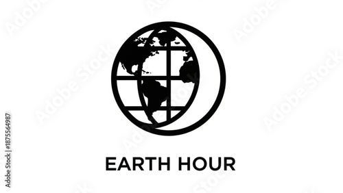 Earth Hour logo globe and moon icon symbolizing environmental awareness and energy saving vector illustration