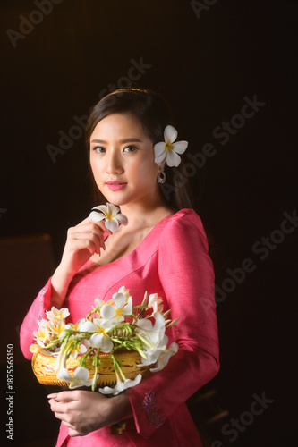 Asian woman wearing laos traditional  ,Thailand