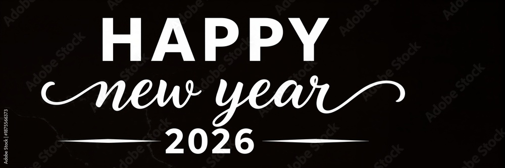 Obraz premium Happy New Year 2026 on black background