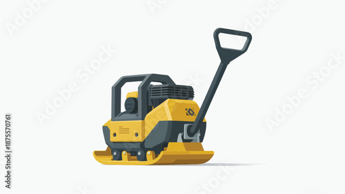 Yellow and gray plate compactor machine with handle
