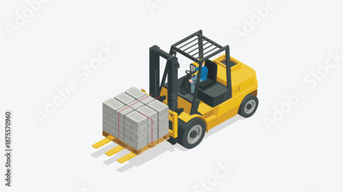 Forklift operator efficiently moving heavy industrial cargo