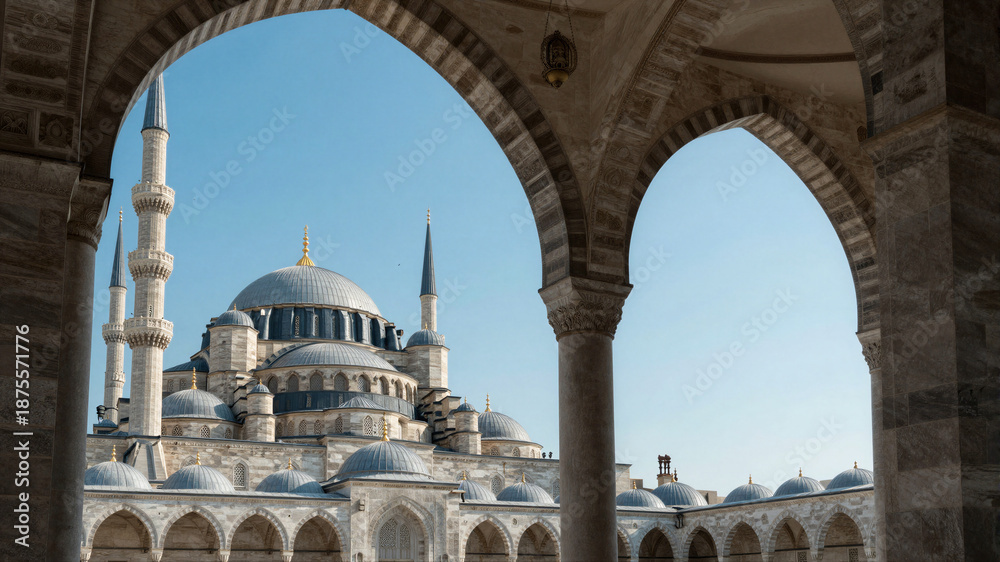Fototapeta premium Majestic Mosque Archway View Frame