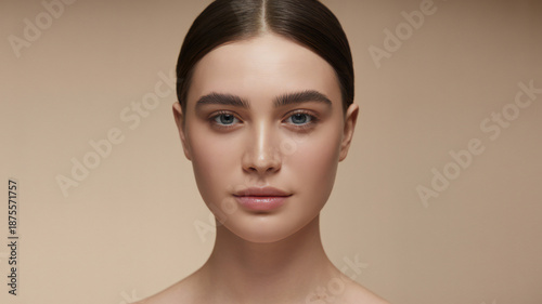 Portrait young woman neutral background