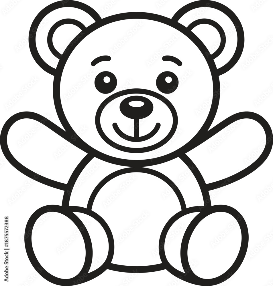 Fototapeta premium A cute brown plush teddy bear sitting in a fun cartoon vector illustration with a heart gift design for a child
