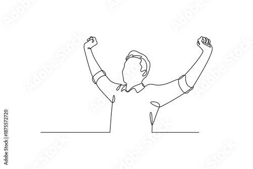 Celebrating Fitness Progress. Healthy lifestyle Concept. Single line draw design. Vector graphic illustration