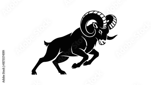 Black Silhouette of a Running Ram.
