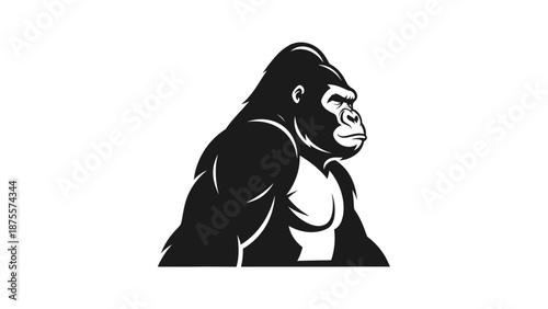 Gorilla Silhouette Illustration Profile View.