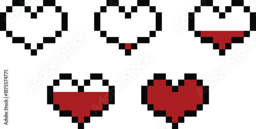 pixel art heart icons