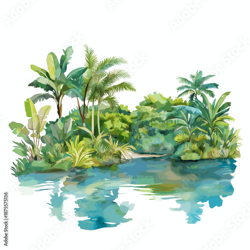 Sian Ka?an Biosphere Reserve. Sian Ka?an Biosphere Reserve hand drawn watercolor illustration