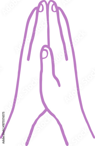 Hand Drawn Praying Hands Illustration. Hand Drawn Yoga, Meditation and Wellness  Doodles Series