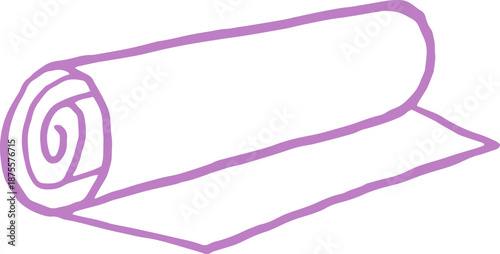 Hand Drawn Rolled Yoga Mat Illustration. Hand Drawn Yoga, Meditation and Wellness  Doodles Series