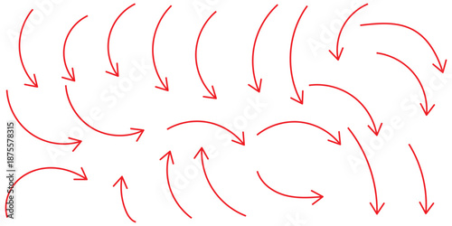 Set of black Curved Arrows isolated on white background. Vector illustration editable icons.