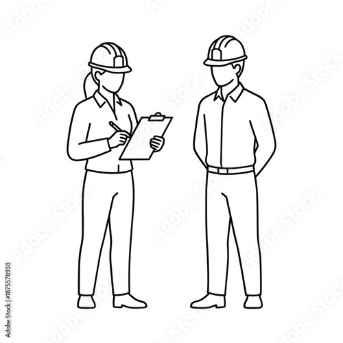 two construction workers wearing hard hats and face masks