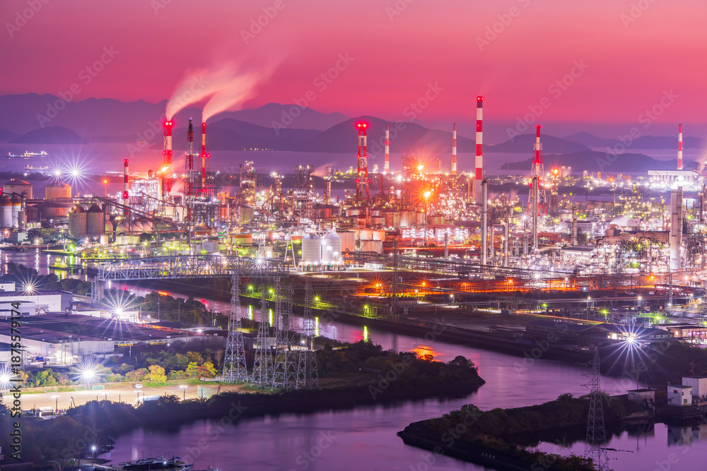 Fototapeta premium 岡山県 倉敷市 水島工場夜景